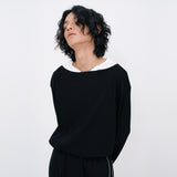 Half-moon Long sleeve T-shirt [Black] (6592006553718)