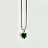グラスハートネックレス/GLASS HEART NECKLAE(DEEP GREEN)