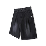 ウォッシュデニムバルミューダパンツ / 2 TUCK WASHED DENIM BERMUDA PANTS BLACK