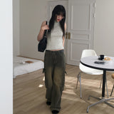 Riden Vintage Washed Pocket Denim Long Wide Pants