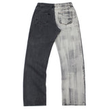 half&half brush wide denim pants (washed black) (6694371491958)