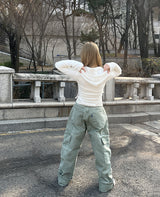 ツイストスリムクロップド2ウェイフードジップアップ / Twisted Slim Cropped Two-Way Hooded Zip-up