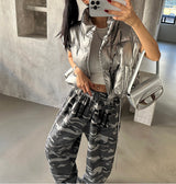 Camouflage Lettering Jogger Pants