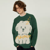 Sleeping maltese graphic knit