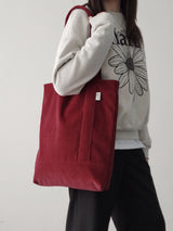 Corduroy simple line bag - autumn red