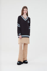 ミドルチェリーVネックニット／MIDDLE CHERRY V-NECK KNIT [CHARCOAL]