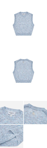 [24SS] SYMBOL LOGO MULTI COLOR CROP KNIT VEST BLUE