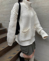 (Unisex) ヘイジーニットジップアップ