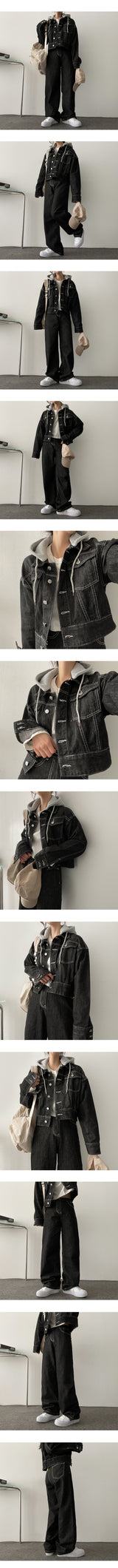 【XS～2XLの6サイズ!】裏毛ステッチセントデニムワイドパンツ