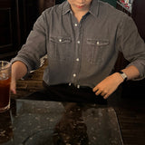 LMN two-pocket oversized denim shirt (3 colors)