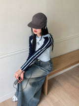 Cima Nagrang strap color combination cropped hooded T-shirt