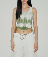 ダイドレースアップノースリーブ / DYED LACE-UP SLEEVELESS (GREEN)