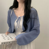 [Yerim Fit/Until Summer] Powder Ribbon Cropped Volero Knit Cardigan - 5 colors