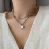 ボールドロック2ラインチョーカーネックレス / jmul Bold Lock Two Lines Chain Choker Necklace