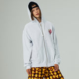 ハートプリンティングフードジップアップ/HEART PRINTING HOOD ZIP-UP-WHITE MELANGE