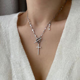 クロストグルバー2ウェイネックレス/tiu Cross Toggle Bar Two Way Necklace