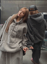(UNISEX) ダブルパッチ羊起毛オーバーフード