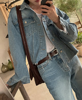Lavender crop denim jacket (2 color) (6694661292150)