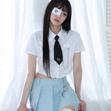 0 1 ネクタイチェーンハーフシャツ / 0 1 necktie chain half shirt -WHITE