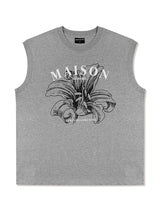 UNISEX オーバーフィットシングルMAISONプリンティングノースリーブトップ(FCB2TS300M)