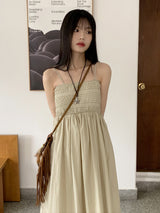 タイプスモーキングロングドレス長袖カーディガンセット / [2 SET] Type Smoking Long Dress Long-Sleeved Cardigan Set