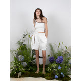 トラックアンバランスノースリーブトップ / TRACK UNBALANCE SLEEVELESS TOP - WHITE