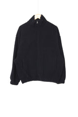 fur ribbed zip-up jacket