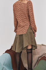クーププリーツアンバランスドスカート / Coupe pleats unbalanced sk (2 colors)