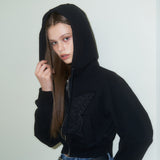 [NF] WHIZZ PATCH CROP HOOD ZIP UP (BLACK)_F23ZA946