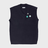 バッジニットベスト/BADGE KNIT VEST (NAVY)