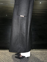[UNISEX]ウールバックボタンマキシロングコート(ブラック)