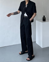 リネンショートスリーブショートジャケット / ECT Linen Short-Sleeved Short Jacket (2 colors)