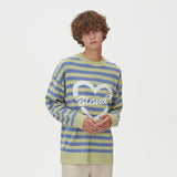 STRIPE HEART ROUND NECK KNIT_GREEN (6612837924982)