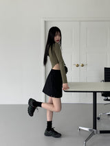 スリムレタリングスナップクロップフードTシャツ/Nofam Slim Lettering Snap Cropped Hooded T-shirt