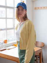 COTTON V-NECK CARDIGAN_YELLOW (6580069695606)