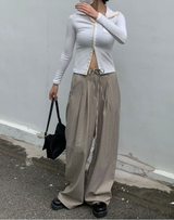 Stripe strap slacks