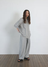 DOTTED-STRIPE BALLOON SWEAT PANTS (Gray) / ドットストライプバルーンスウェットパンツ