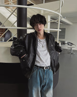 【PREMIUM/MADE】ナットレザーラベルクロップフードジャンパー