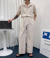リネンワイドジャンプスーツ / RO linen wide jumpsuit (3 colors)