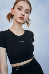 HIDE Logo Chain Crop Top (Black) (6570975035510)