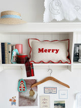 Merry Boucle Mini Cushion Red Point Embroidery Christmas
