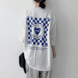 イラストレーションチェックハートショートスリーブT / Illustration Check Heart Short Sleeve Tee