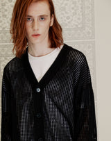 WAFFLE FISHNET CARDIGAN BLACK (6691444424822)