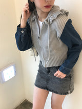 Arlo denim knit zip up