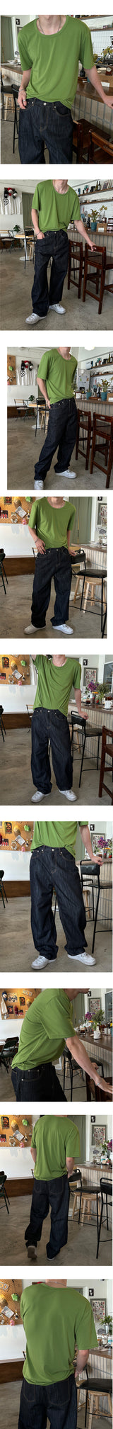 [BASIC ITEM] Eco u neck half t-shirts(5color)
