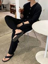 ニューゲントオーシャンアイスプリーツセットアップロングワイドパンツ / New Gent Ocean Ice Pleats Set-up Long Wide Pants (2 colors)