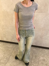 リコッタUネックスリムコットンT
