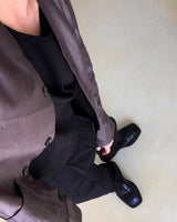 クロップドレザーカーディガン/SI Cropped Leather Cardigan (3 colors)