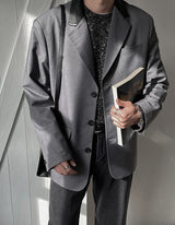 Blt Collar Leather Blazer (2color) (6684822208630)