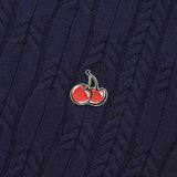 スモールチェリーケーブルクロップニット／SMALL CHERRY CABLE CROP KNIT [DARK NAVY]